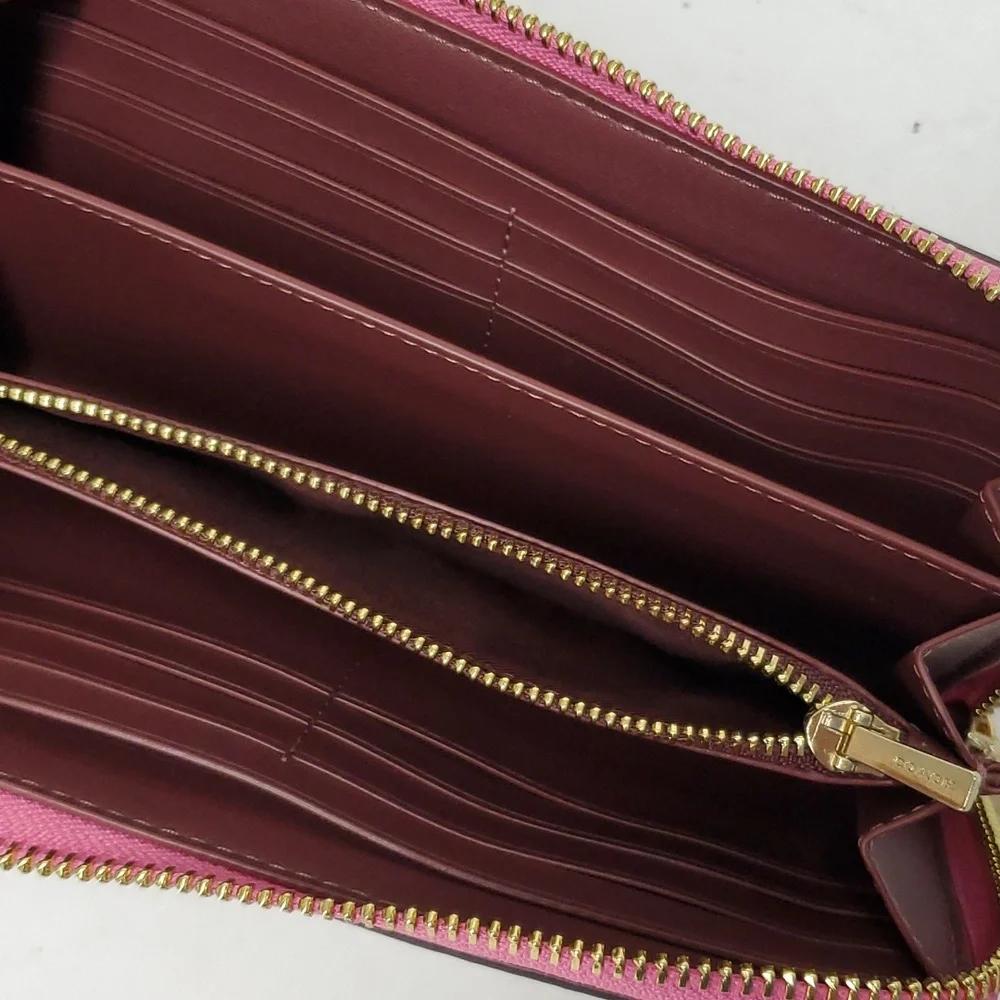 COACH C4452 Long Zip Around Wallet with Detachable Strap Signature Canvas Sport Purple