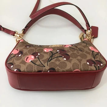 WT Coach Teri Shoulder Bag in Signature Canvas with Cherry Print Ta