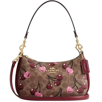 WT Coach Teri Shoulder Bag in Signature Canvas with Cherry Print Ta