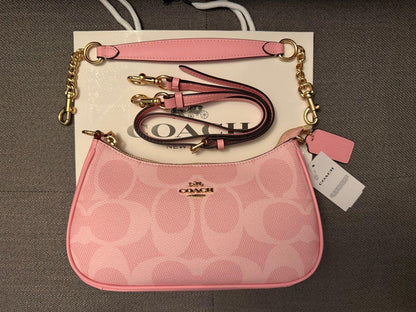 NWT Coach Teri Shoulder Bag in Signature Canvas CAL51/CV933 Powder Pink Crossbody Purse