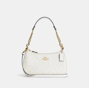 Coach Women's Teri Shoulder Bag Signature Canvas Chalk White NWT